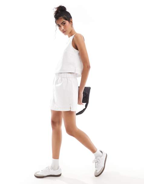 ASOS DESIGN denim boxer shorts in white - view 1