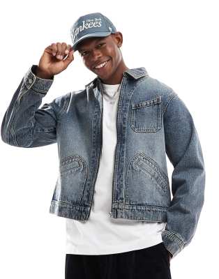 Asos Design Denim Boxy Harrington Jacket