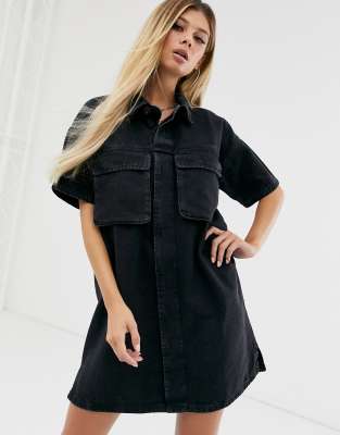 asos black denim dress