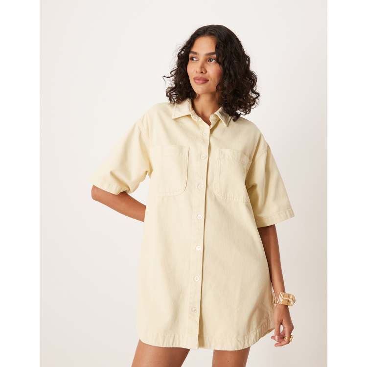 【関税&送料込】Ami Pastel Yellow Wool Shirt Dress The Tropical Organic Cotton Shirt Dress | SUI – Sui - US
