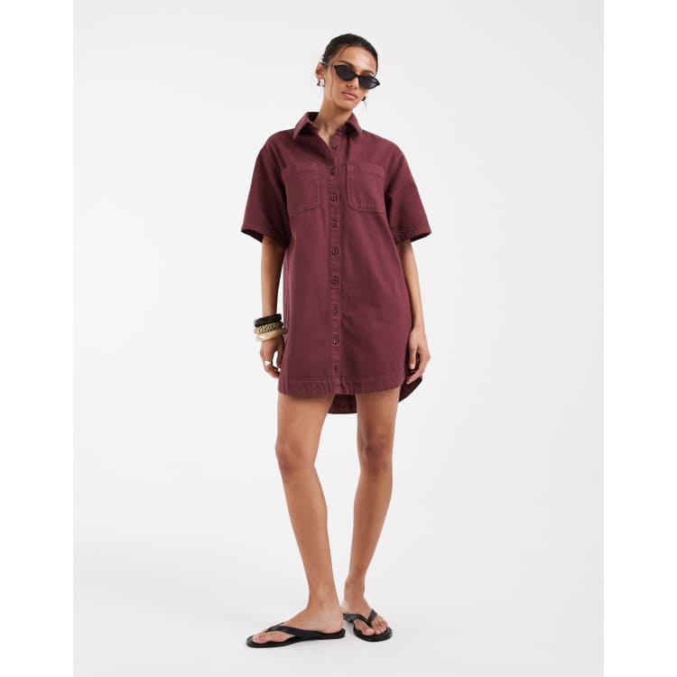burgundy jean dress Emma Jean Addison Velvet Burgundy Dress