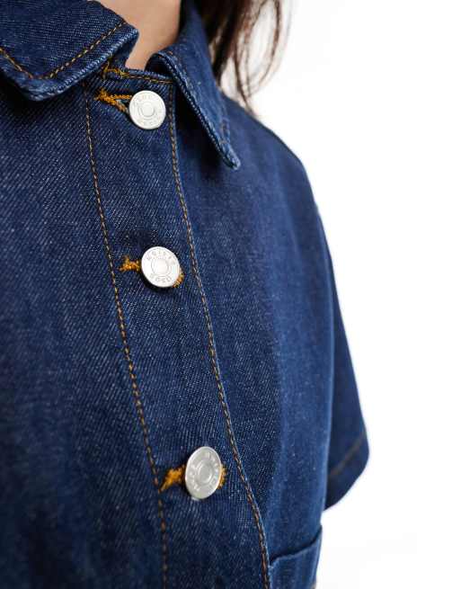 ASOS DESIGN denim boxy square jacket in indigo | ASOS