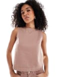 [ASOS DESIGN] ASOS DESIGN denim boxy tank in mocha (part of a set)-Brown 10 Mocha