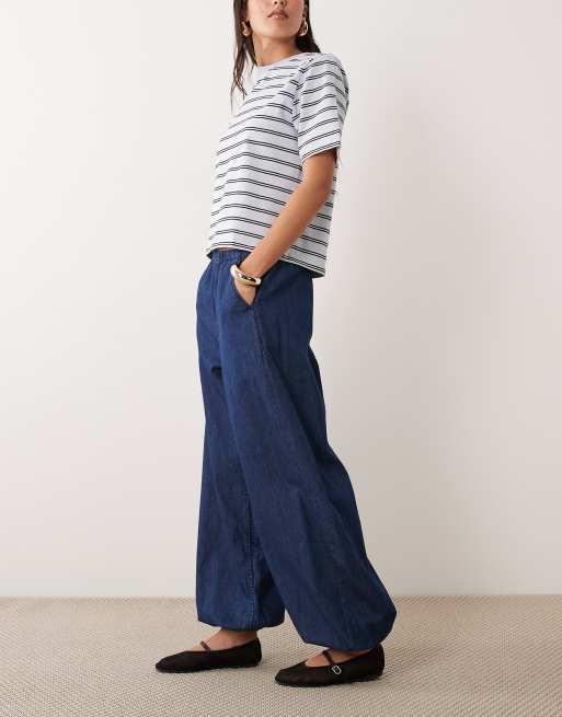 ASOS DESIGN - Denim broek met ballonpijpen in donkere wassing, 3 van 5