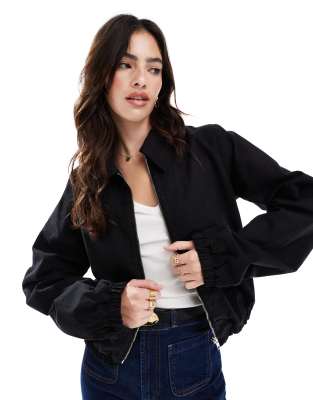 Asos Design Denim Bubble Jacket In Black