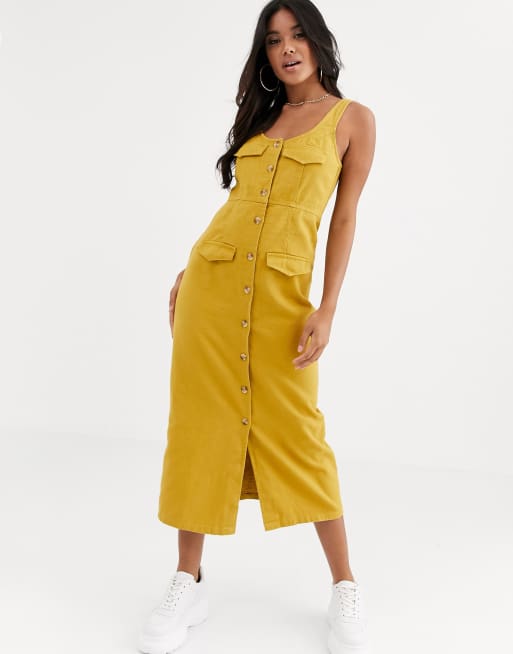 Mustard button hot sale down dress