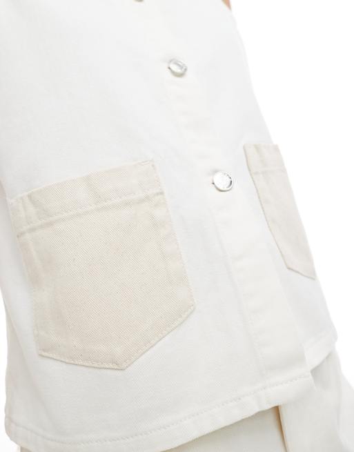 ASOS DESIGN denim button down tank top with contrast pockets - part of a set, 3 of 4
