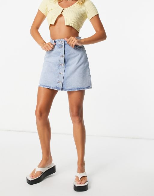 Blue denim shop skirt asos