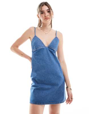 ASOS DESIGN denim cami dress in mid blue