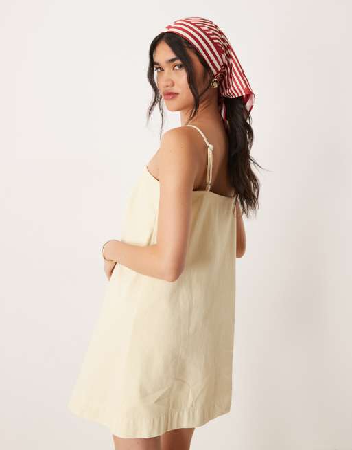 ASOS DESIGN denim cami mini dress in buttermilk, 2 of 4