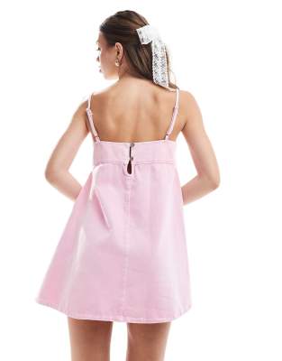 pink denim dress asos Topshop ASOS Over Dye Denim Dress Pink