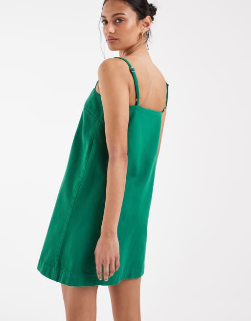 green slip dress mini Paiva Slip Dress in Satin Lime Green main image 1