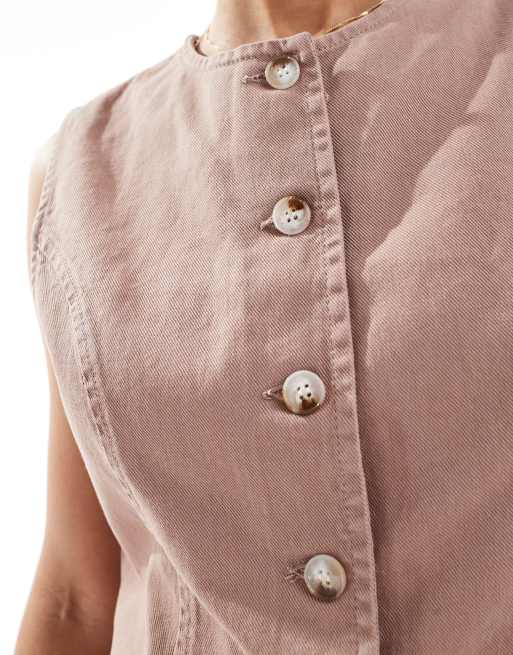 ASOS DESIGN denim cami vest in mocha - part of a set, 3 of 4