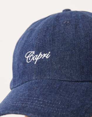 Asos Design Denim Cap With Logo-blue In Black