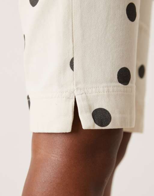 ASOS DESIGN denim capri in mini polka dot
