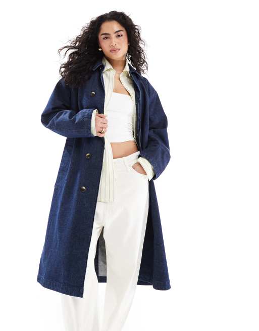 ASOS DESIGN denim car coat in rinse wash
