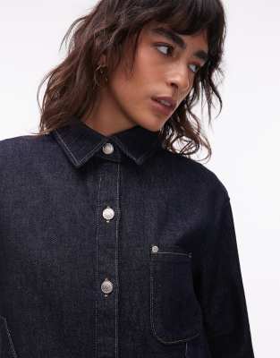 Asos Design Denim Carpenter Jacket In Blue