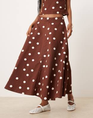 Asos Design Denim Circle Skirt In Brown