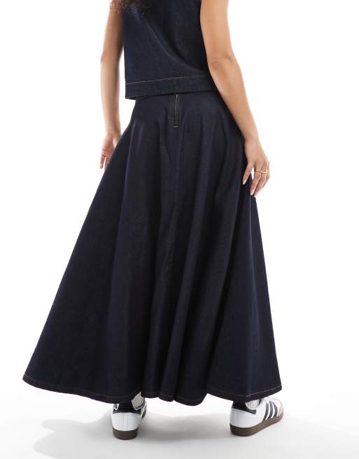 ASOS DESIGN denim circle skirt in indigo