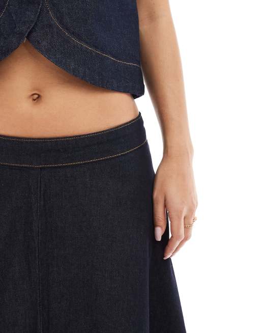 ASOS DESIGN denim circle skirt in indigo