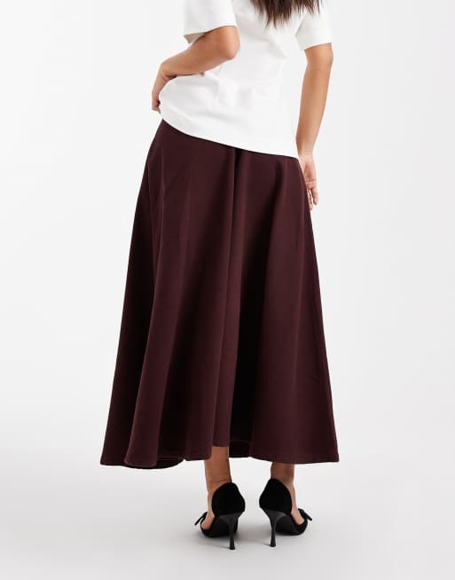 ASOS DESIGN denim circle skirt in plum, 4 of 5