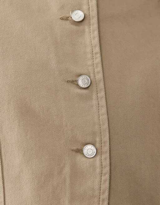 ASOS DESIGN denim collar detail jacket in neutral, 3 of 4