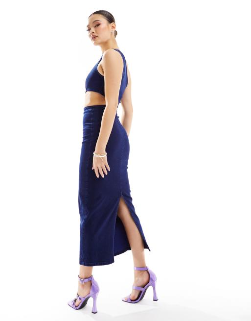 Asos dark blue dress sale