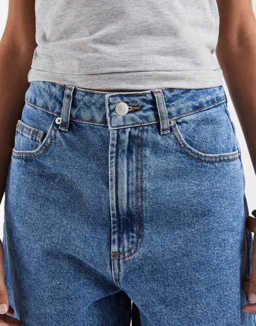 ASOS DESIGN denim dad short in midwash blue, 3 of 5
