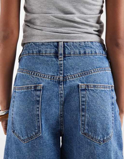 ASOS DESIGN denim dad short in midwash blue, 4 of 5