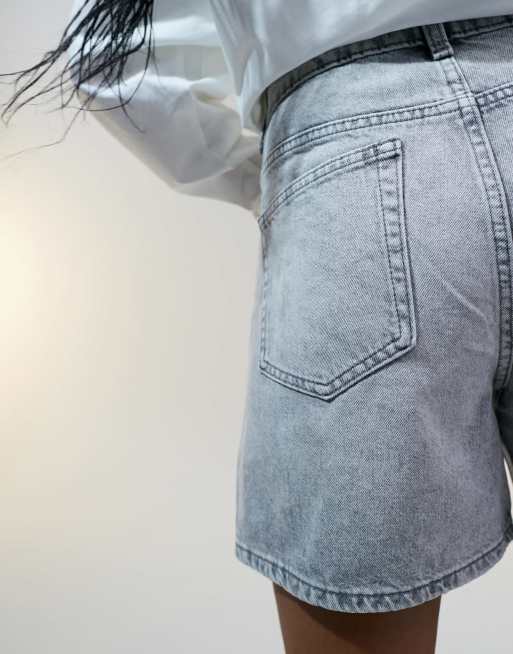 ASOS DESIGN denim dad short in wash grey, 5 of 5