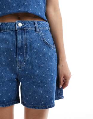 Asos Design Denim Dad Shorts In Blue