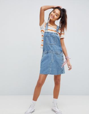 ASOS DESIGN denim dungaree dress in 