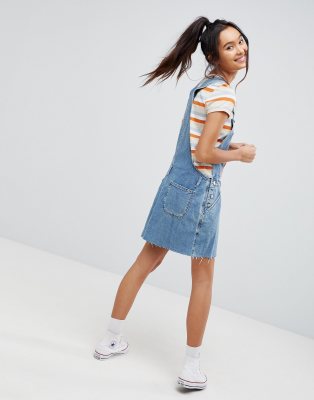 long denim dungaree dress