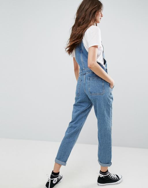 ASOS DESIGN denim overall in stonewash blue