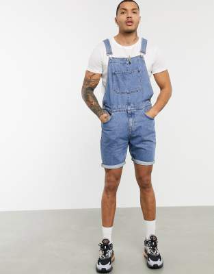 Mens jean short overalls sale