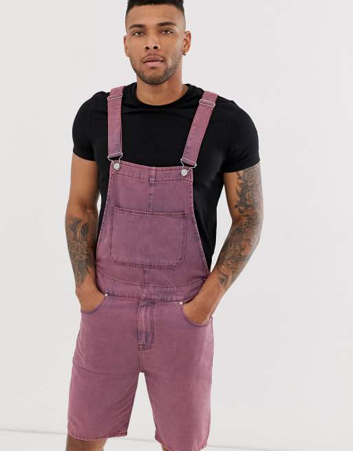 Denim dungaree shorts