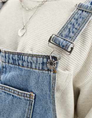 ASOS DESIGN denim dungarees in mid wash blue | ASOS