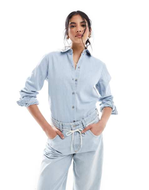 Womens tall best sale denim shirt