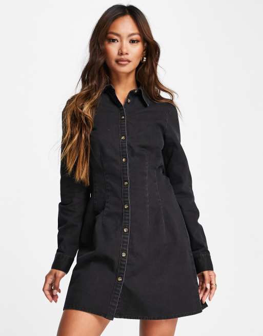 Black fitted hot sale denim dress