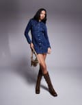 [ASOS DESIGN] ASOS DESIGN denim fitted shirt mini dress in rinse wash-Navy 8 Rinse wash