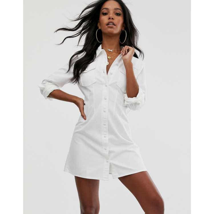 Asos white sale denim dress