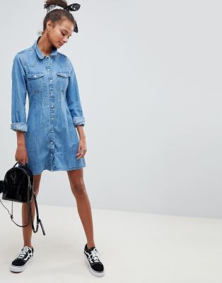 fitted denim shirt dress