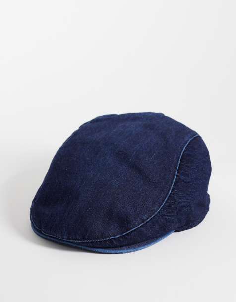 ASOS DESIGN denim flat cap in navy - view 1