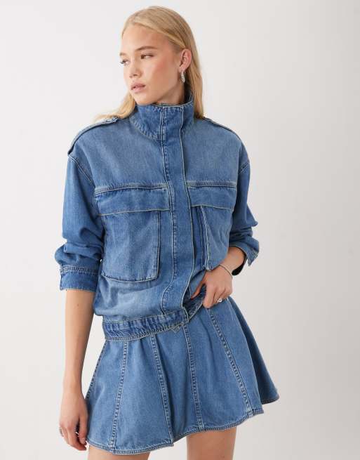ASOS DESIGN denim flippy minirok co-ord in middenblauw, 2 van 5