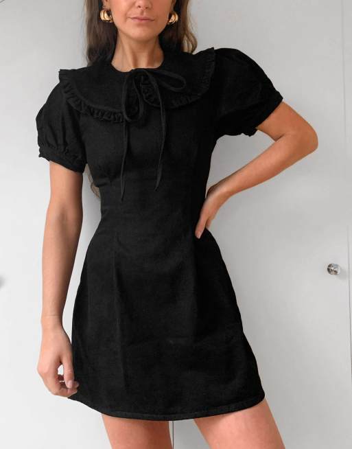 Asos black outlet frill dress