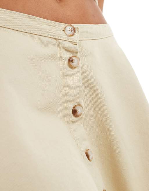 ASOS DESIGN denim frill mini skirt in sand - part of a set, 3 of 5