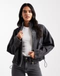 [ASOS DESIGN] ASOS DESIGN denim funnel neck jacket in grey (part of a set) 16 GREY