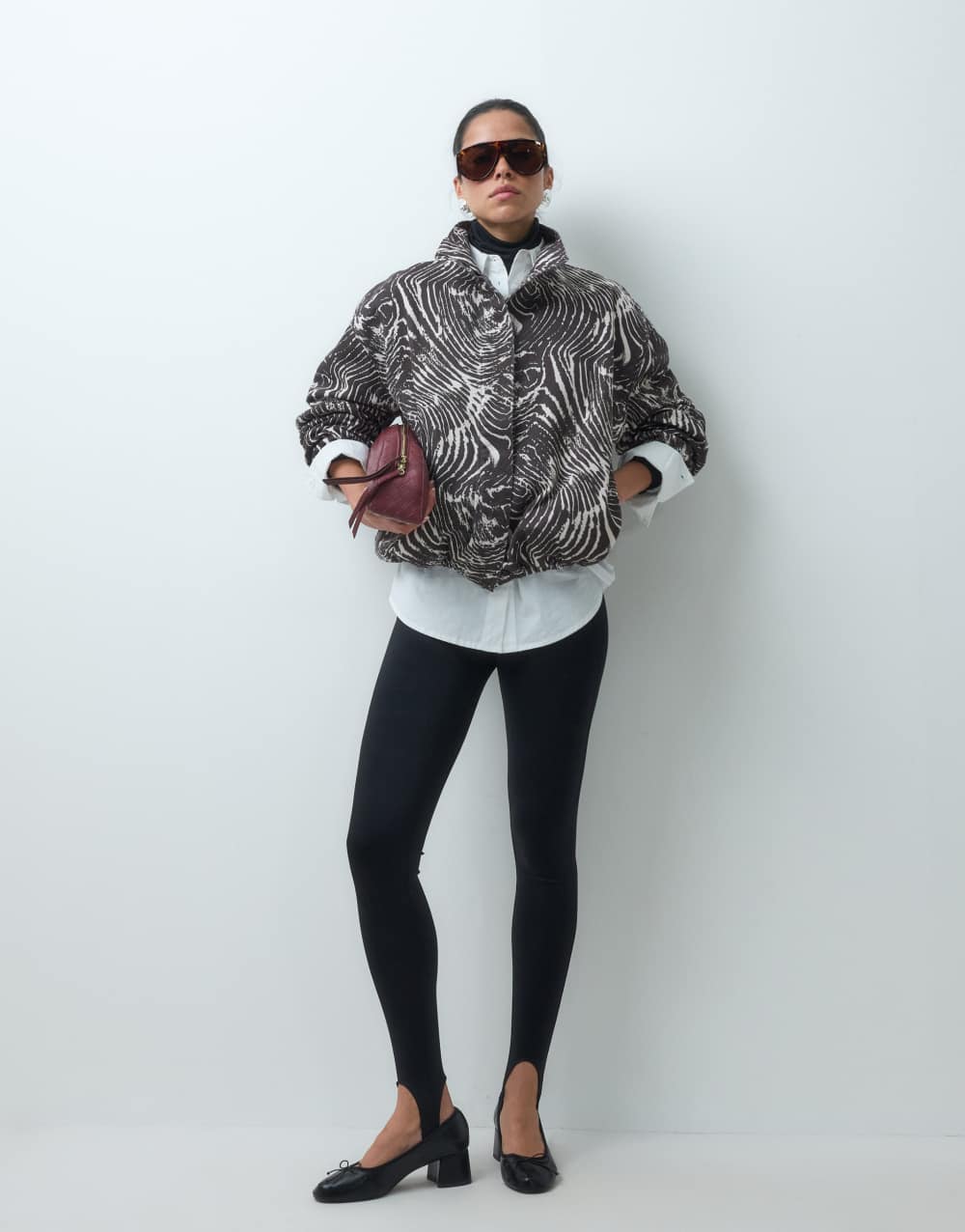 ASOS DESIGN denim funnel neck jacket in zebra print co-ord