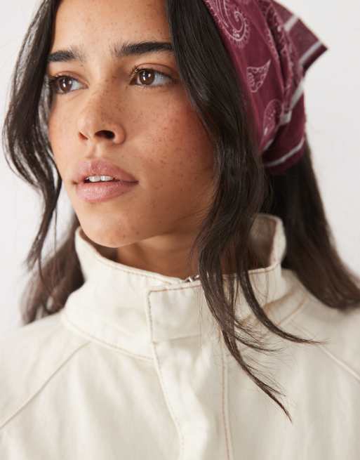 ASOS DESIGN denim funnel neck jumpsuit in ecru, 2 of 4