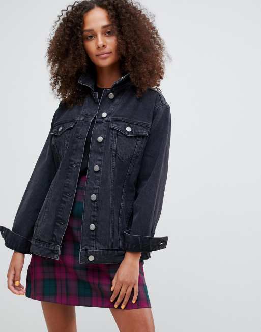 ASOS DESIGN denim girlfriend jacket in washed black | ASOS